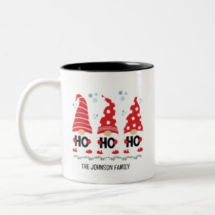HO HO HO Modern Cute Gnome Design Personalised Two-Tone Coffee Mug