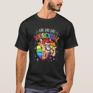 Ho Ho Ho Mosexual Gay Santa Costume Rainbow LGBT P T-Shirt
