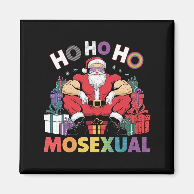 Ho Ho Ho Mosexual Gay Santa LGBT Gay Pride Xmas Magnet (Front)