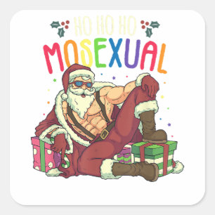 Ho Ho Ho Mosexual Gay Santa LGBT Pun Gay Pride Chr Square Sticker