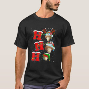 Ho Ho Ho Mushroom Santa ELF Reindeer Hat Christmas T-Shirt