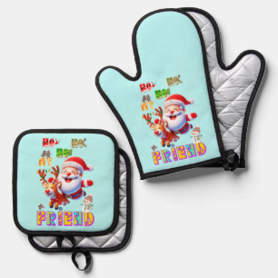 Ho Ho Ho My Dear Friend Oven Mitt & Pot Holder Set