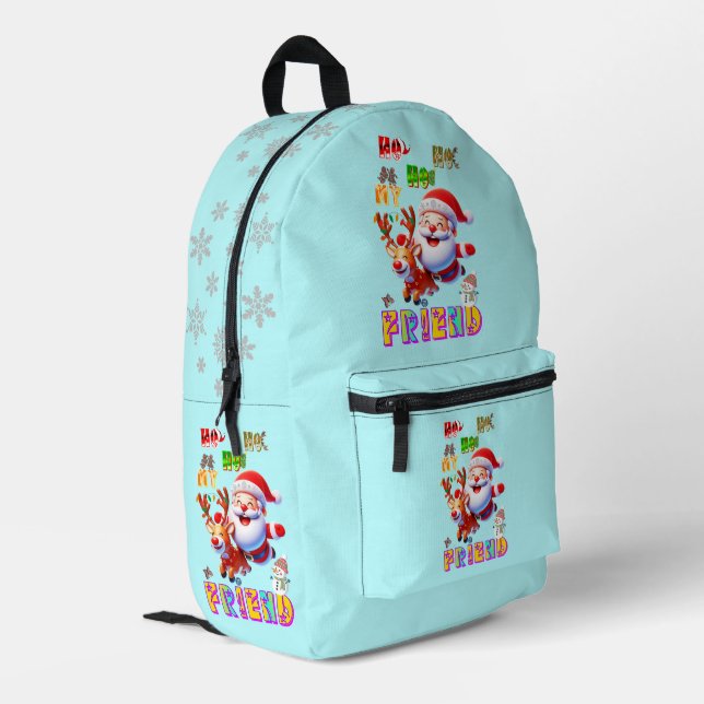 Ho Ho Ho My Dear Friend Printed Backpack (Back Corner Left)