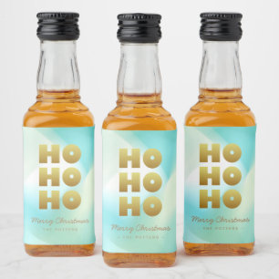 Ho Ho Ho Pastel Green Gradient & Gold Liquor Bottle Label