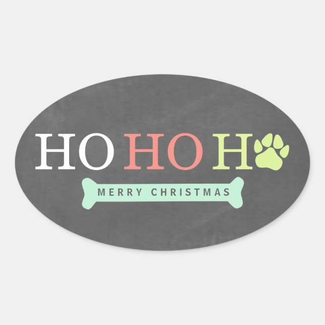 Ho Ho Ho Paw Paw Print Christmas - Multi Oval Sticker (Front)