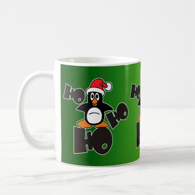Ho Ho Ho - Penguin - merry christmas + your backgr Coffee Mug (Left)