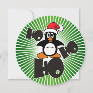 Ho Ho Ho - Penguin - merry christmas + your backgr Holiday Card