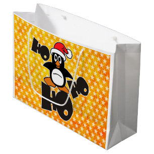 Ho Ho Ho - Penguin - merry christmas + your backgr Large Gift Bag