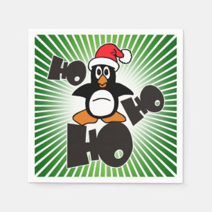 Ho Ho Ho - Penguin - merry christmas + your backgr Napkin