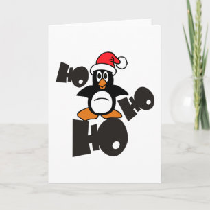 Ho Ho Ho - Penguin - merry christmas + your idea Holiday Card