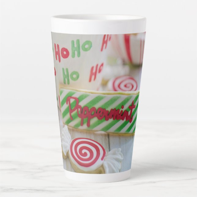 Ho Ho Ho Peppermint Candy Christmas  Latte Mug (Front)