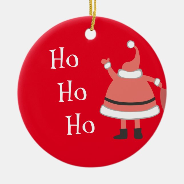 Ho Ho Ho Personalised Santa Ceramic Ornament (Front)