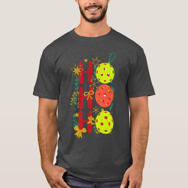 Ho Ho Ho Pickleball Retro Christmas  T-Shirt (Front)