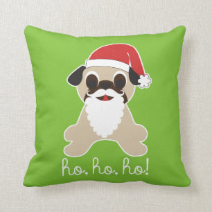 Ho, ho, ho! Pug Santa Claus Christmas Pillow