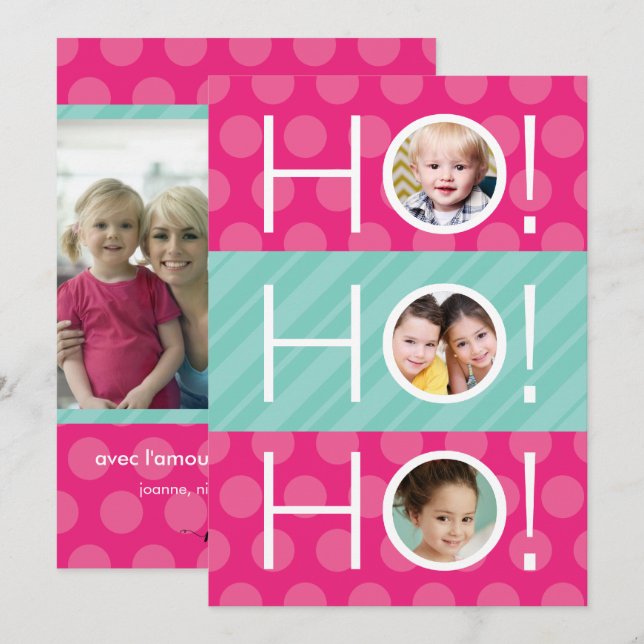 Ho Ho Ho! Quatre carte de photo de vacances Holiday Card (Front/Back)
