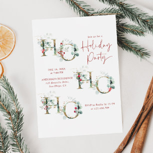 Ho Ho Ho Red Green Modern Holiday Party Invitation