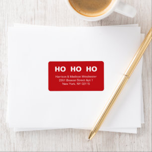 Ho Ho Ho red minimalist Christmas Return Address Label