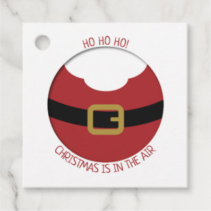 HO HO HO! Red Santa's belly with belt and beard Favour Tags