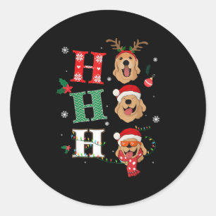 Ho Ho Ho Retrievers Golden Xmas Outfit Christmas C Classic Round Sticker
