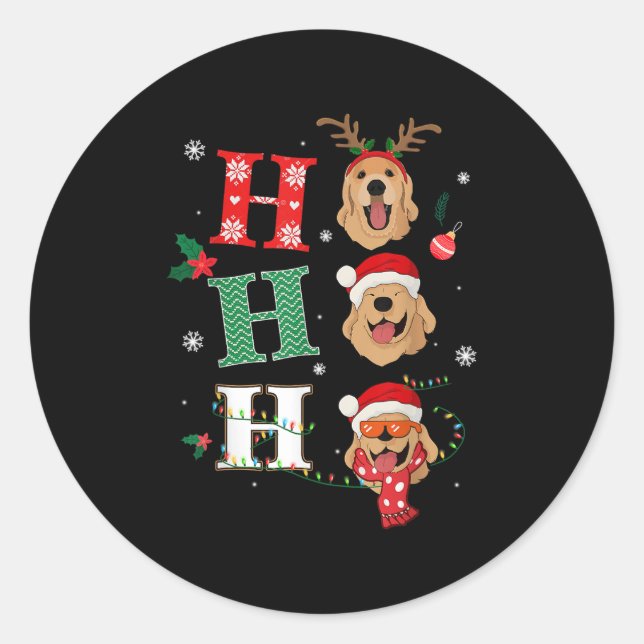 Ho Ho Ho Retrievers Golden Xmas Outfit Christmas C Classic Round Sticker (Front)