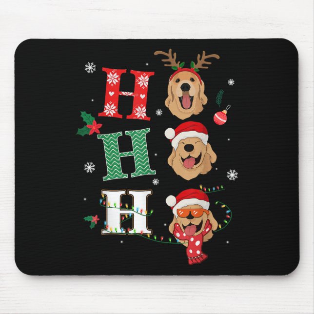 Ho Ho Ho Retrievers Golden Xmas Outfit Christmas C Mouse Pad (Front)