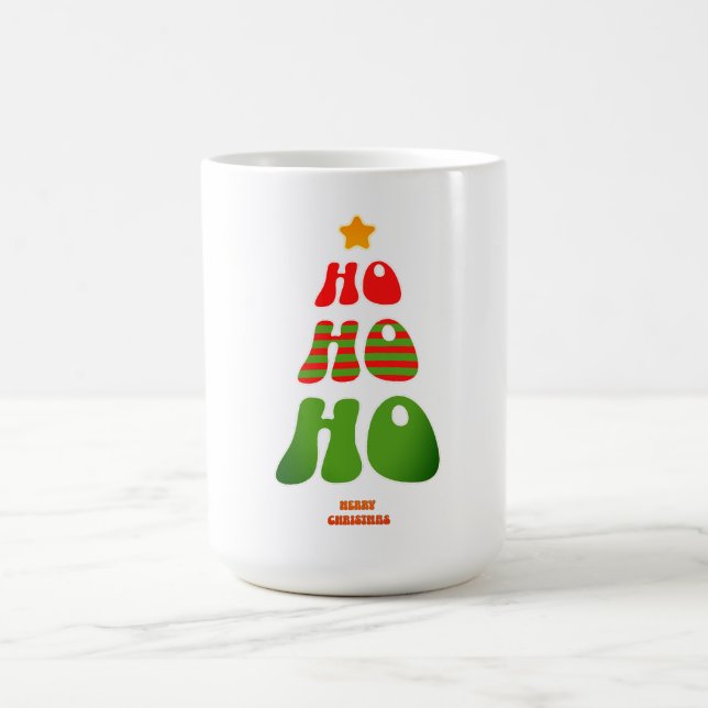 Ho Ho Ho Retro Christmas Tree Mug (Center)