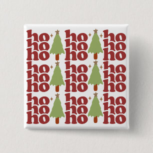 Ho Ho Ho Retro Groovy Christmas Holidays 15 Cm Square Badge