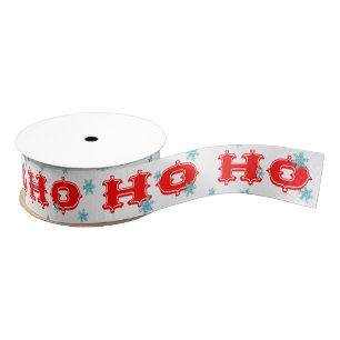 Ho Ho Ho Retro Holiday Red & Aqua Grosgrain Ribbon