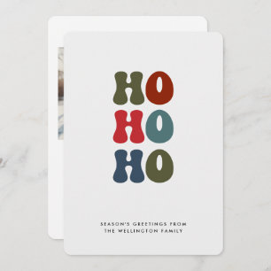 Ho Ho Ho Retro Typography Photo Holiday Card