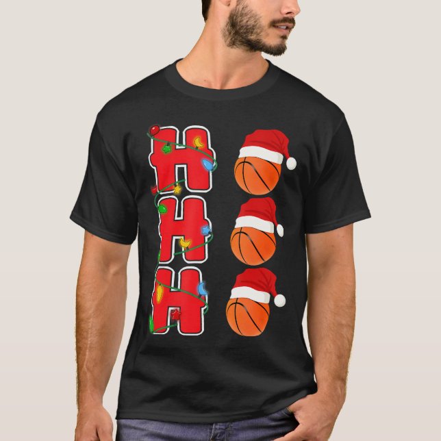 Ho-Ho-Ho Santa Basketball Christmas Gift T-Shirt (Front)