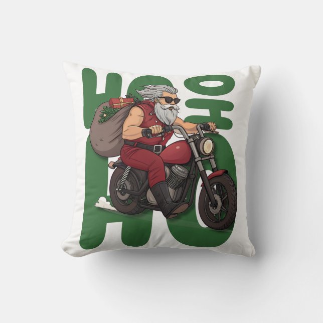 Ho Ho Ho Santa Biker Cushion (Front)