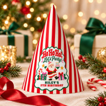 Ho Ho Ho Santa Christmas Birthday Red White Stripe