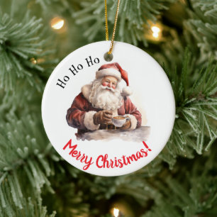Ho Ho Ho! Santa Christmas Custom Ceramic Ornament