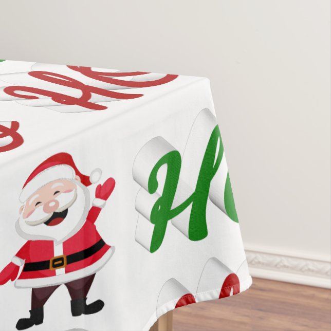 Ho Ho Ho Santa Claus Christmas red green script Tablecloth (In Situ)