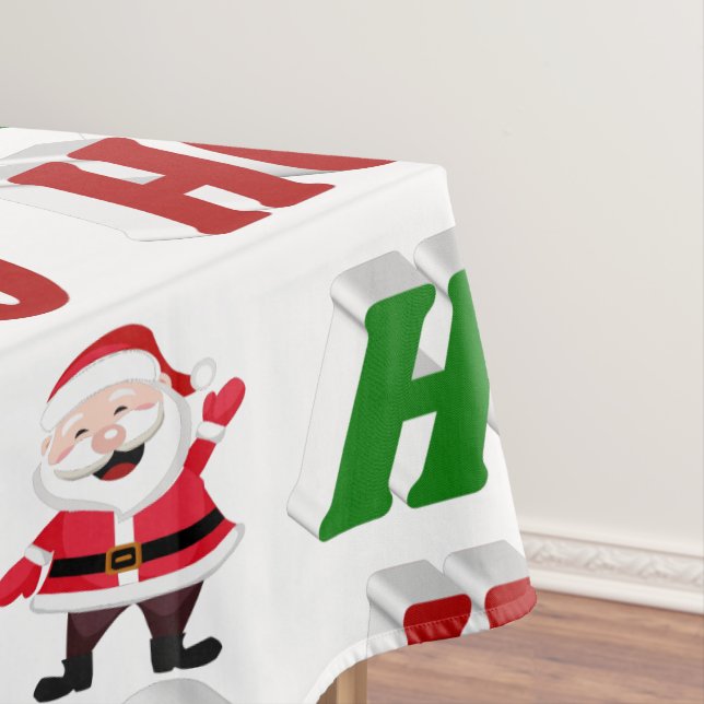 Ho Ho Ho Santa Claus Christmas typography Tablecloth (In Situ)