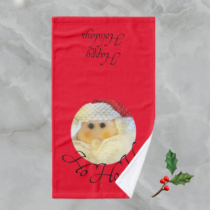 Ho Ho Ho Santa Claus Face Cute Red Christmas Hand Towel