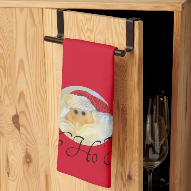 Ho Ho Ho Santa Claus Face Red Christmas Tea Towel (Thirds Fold)