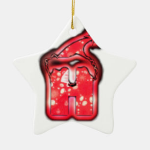 Ho Ho Ho! Santa Claus Hat Merry Christmas Star.png Ceramic Tree Decoration