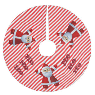 HO! HO! HO! Santa Claus Merry Christmas Candy Cane Brushed Polyester Tree Skirt