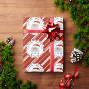HO HO HO Santa Claus Red Stripes Merry Christmas  Wrapping Paper