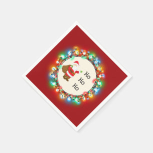 Ho Ho Ho Santa Claus with Christmas Lights Napkin