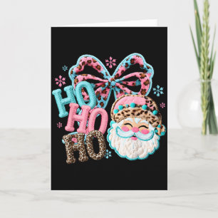 Ho Ho Ho Santa Coquette Bow Leopard Merry Christma Card