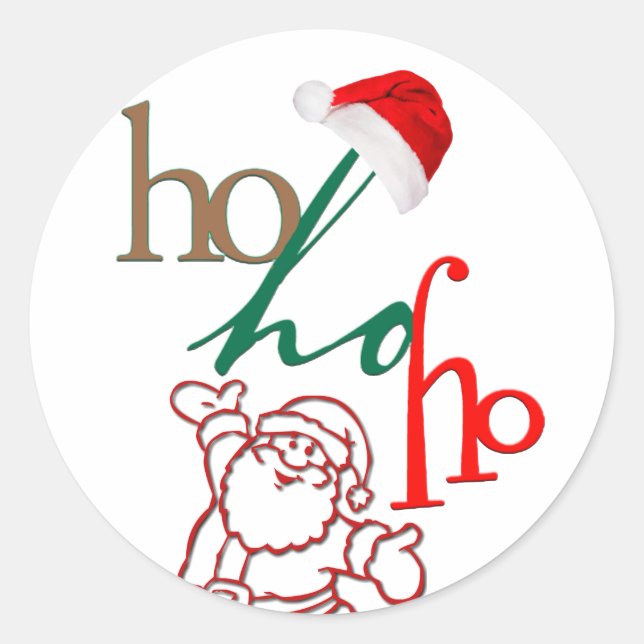 Ho-Ho-Ho Santa Design Classic Round Sticker (Front)