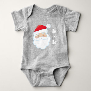 Ho Ho Ho Santa Face Christmas Holidays Red White Baby Bodysuit