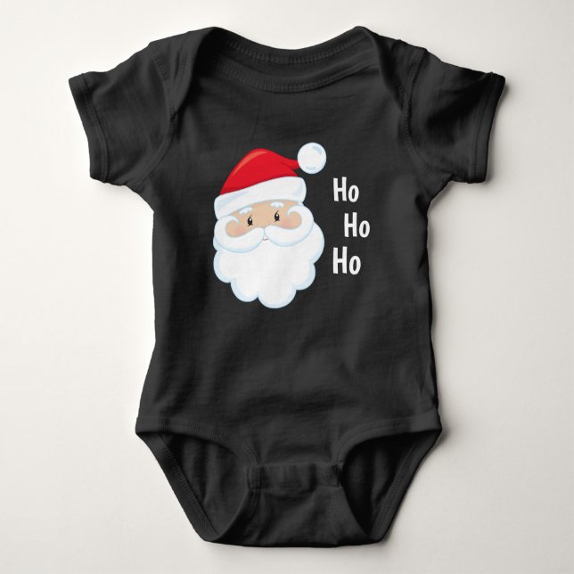 Ho Ho Ho Santa Face Christmas Holidays Red White Baby Bodysuit (Front)