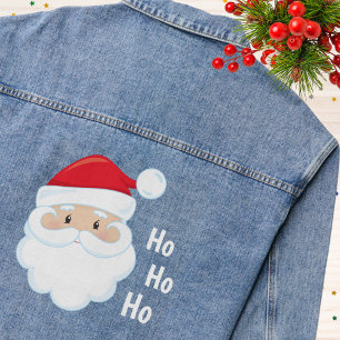 Ho Ho Ho Santa Face Christmas Holidays Red White Denim Jacket