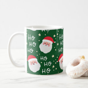 HO HO HO Santa Green Pattern Coffee Mug