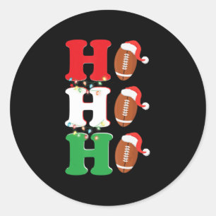 Ho Ho Ho Santa Hat American Football Fun Christmas Classic Round Sticker