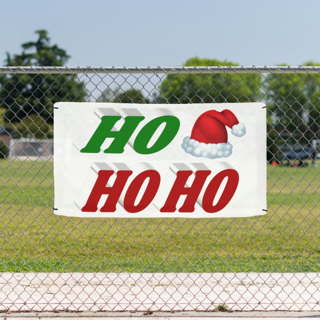 Ho Ho Ho Santa Hat Christmas red green typography Banner (Insitu)