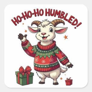 Ho Ho Ho Santa Hat Christmas Santa Goat Square Sticker
